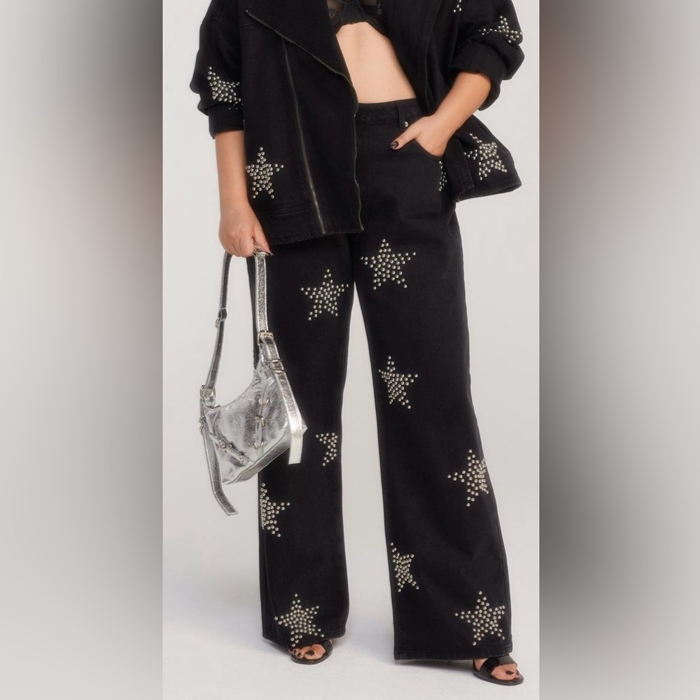 Size 14- Nasty Gal Star Studded Denim Pants